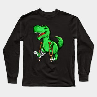 On crutches - cartoon TREX Long Sleeve T-Shirt